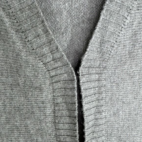 Tahari Sweater Womens Medium Gray Fringe Hem Open Front‎ Long Cardigan Duster - Picture 5 of 10